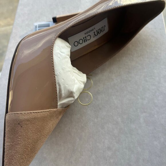 JIMMY CHOO CASS 95 SUEDE AND PATENT LEATHER PUMP - Picture 3 of 3